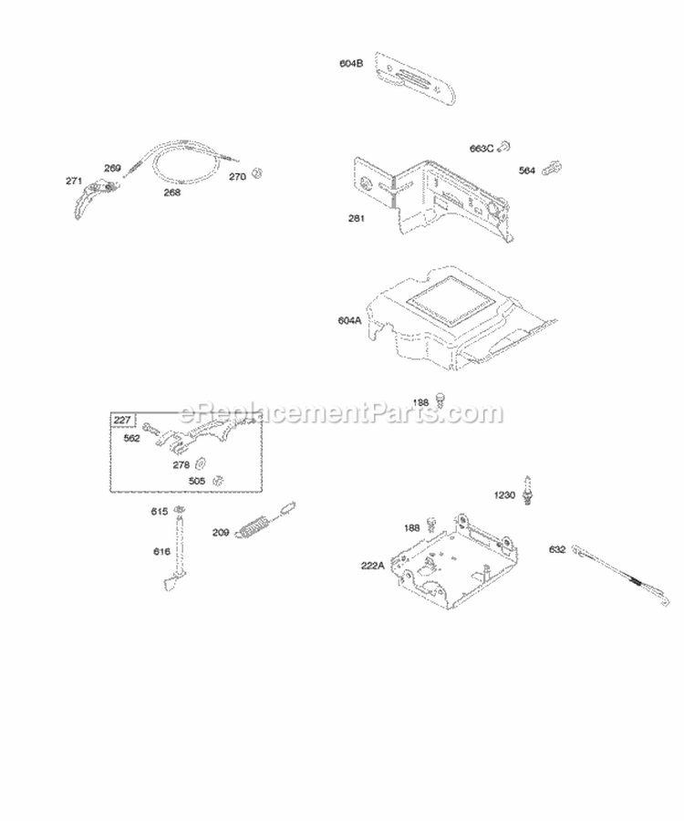 Controls Governor Spring Diagram and Parts List for 21X314-0110-E1  Briggs and Stratton Engine